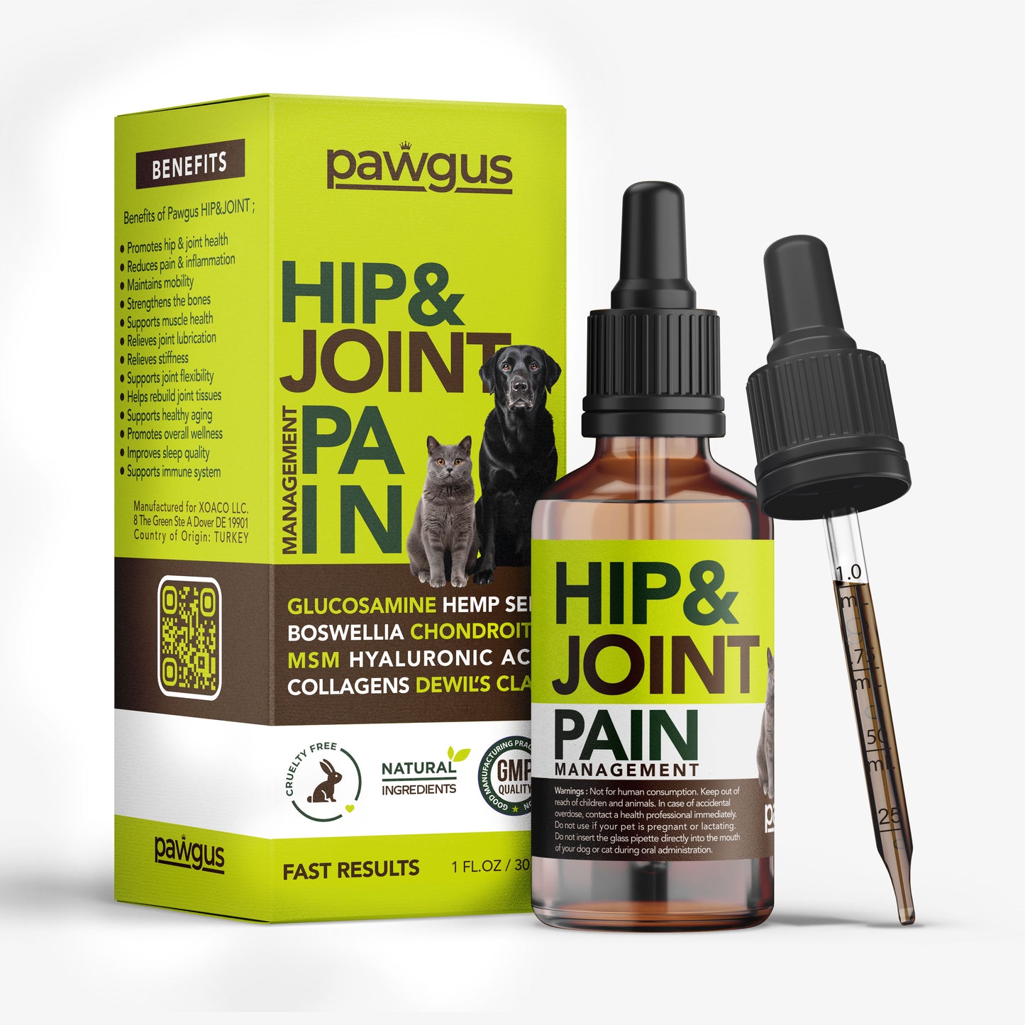 Dogs and Cats Hip and Joint Pain Management with Glucosamine, Chondroitin, Boswellia, MSM, Hyaluronic Acid, Collagens, Dewil's Claw - Healthy Aging, Sleep Quality - Lubrication, Stiffness Reliever