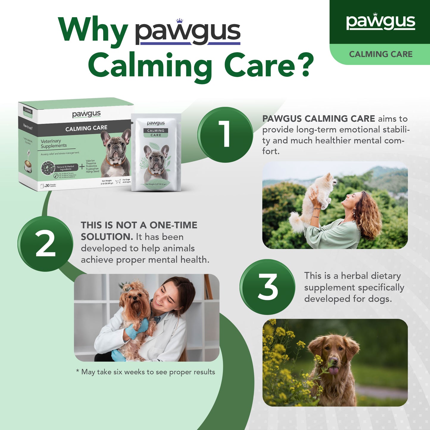 Veterinary Supplements Calming Care for Dogs 30 Sachets - Anxiety Relief and Stress Management, Relaxation Support, Emotional Stability, Sleep Quality Support