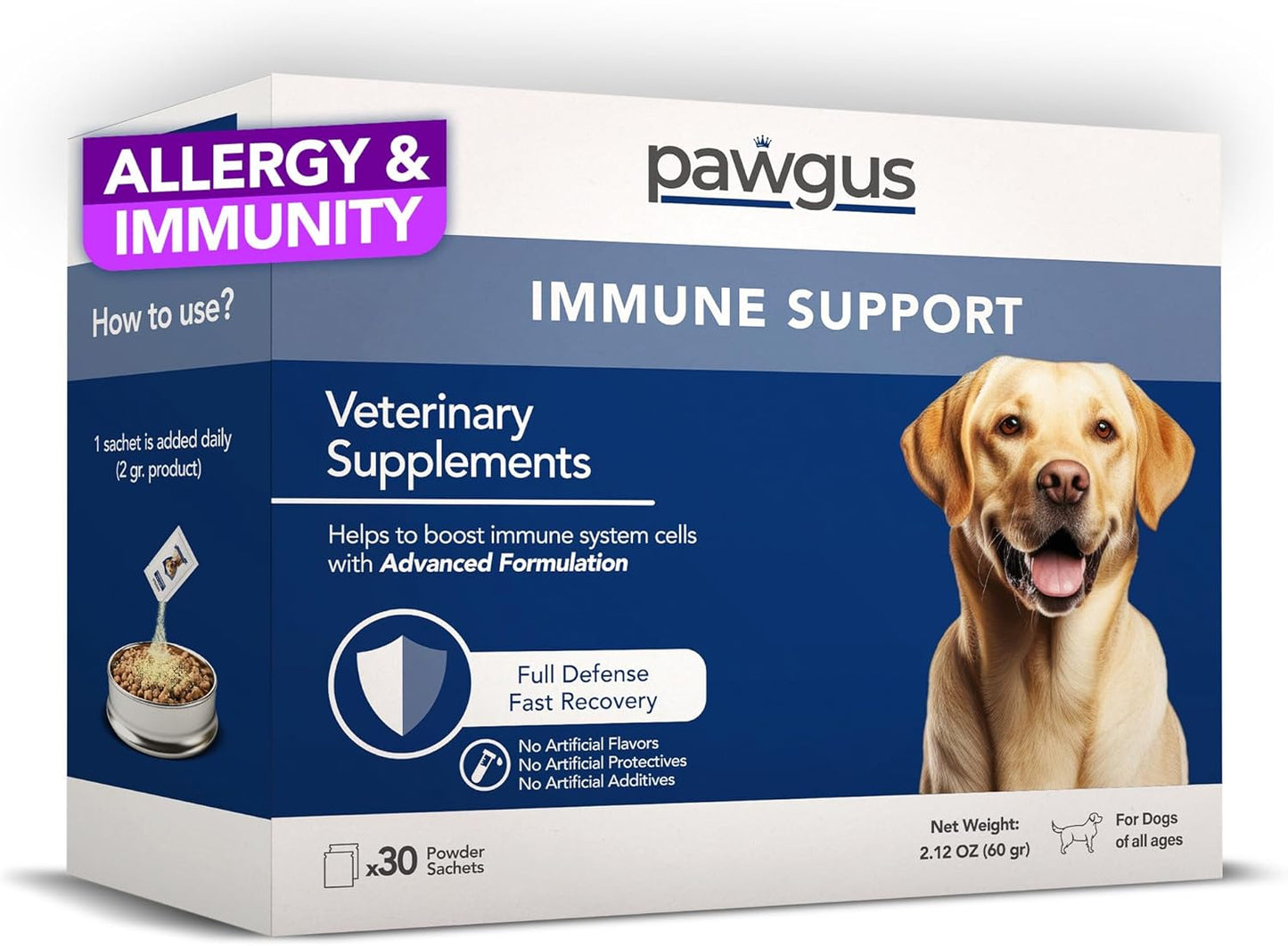 Veterinary Supplements Immune Health Support for Dogs 30 Sachets - Full Defense&Fast Recovery, Dog Allergy Itch Relief, Skin Allergy Relief, Seasonal Allergies Yeast Production Support, Daily Vitamins