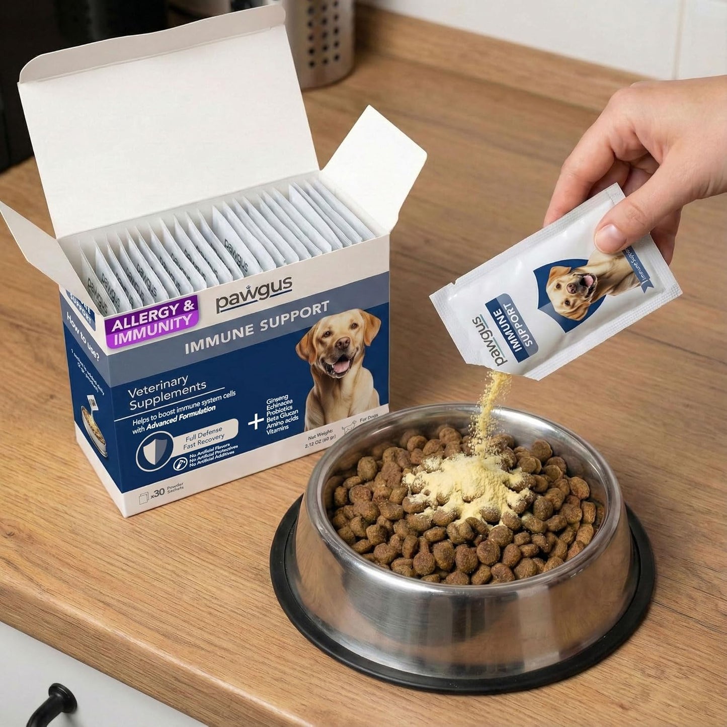 Veterinary Supplements Immune Health Support for Dogs 30 Sachets - Full Defense&Fast Recovery, Dog Allergy Itch Relief, Skin Allergy Relief, Seasonal Allergies Yeast Production Support, Daily Vitamins