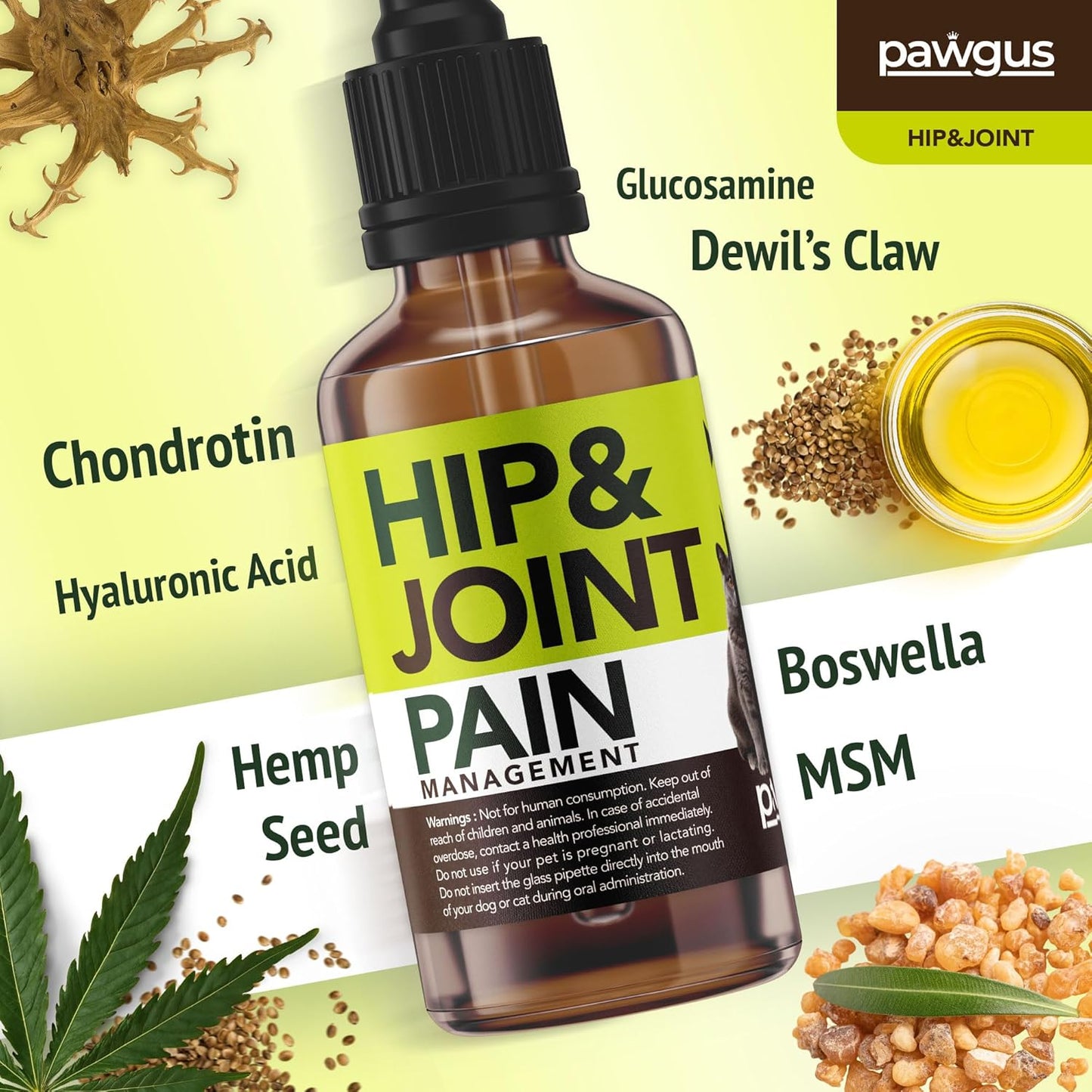 Dogs and Cats Hip and Joint Pain Management with Glucosamine, Chondroitin, Boswellia, MSM, Hyaluronic Acid, Collagens, Dewil's Claw - Healthy Aging, Sleep Quality - Lubrication, Stiffness Reliever