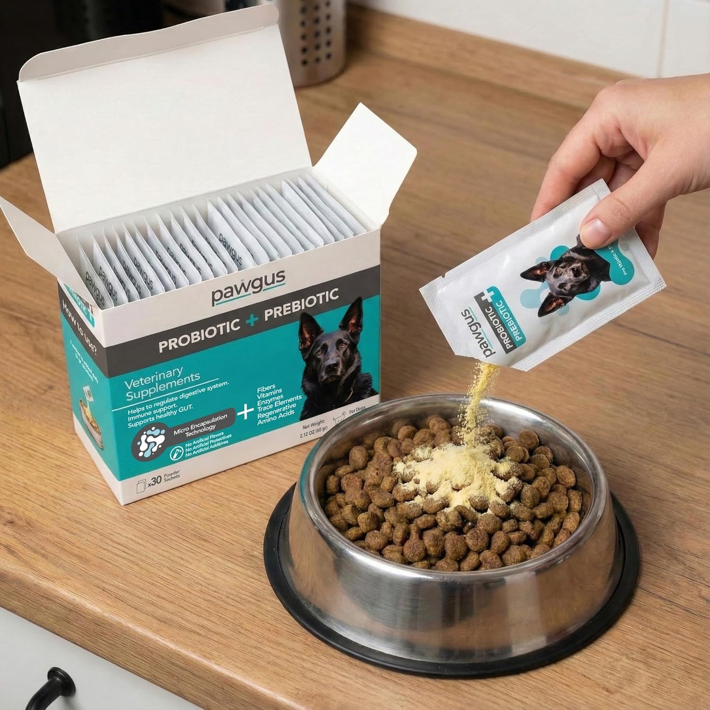 Veterinary Supplements Prebiotic + Probiotic Combo for Dogs 30 Sachets - Digestive System Regulation, Immune Support, Healthy Gut