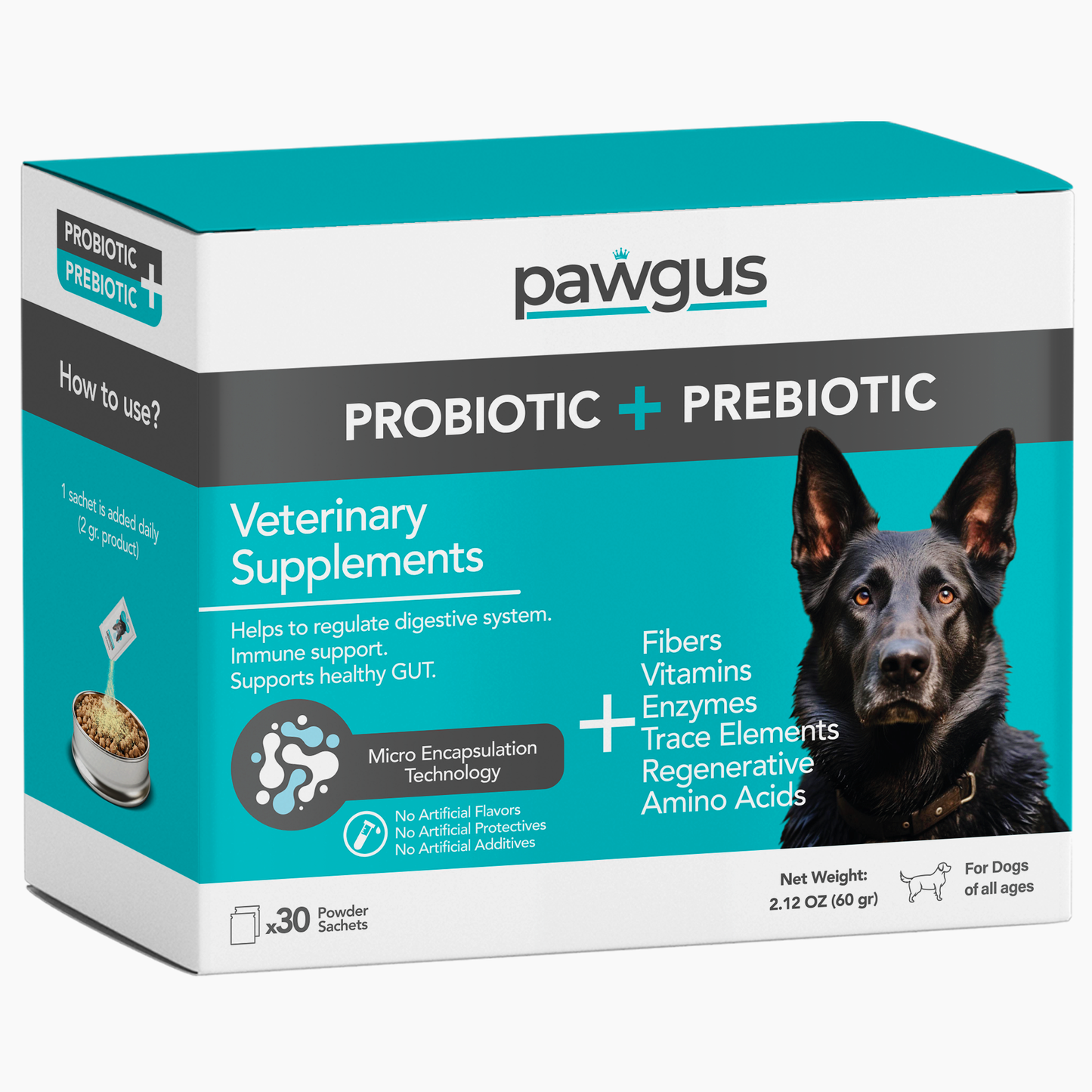Veterinary Supplements Prebiotic + Probiotic Combo for Dogs 30 Sachets - Digestive System Regulation, Immune Support, Healthy Gut